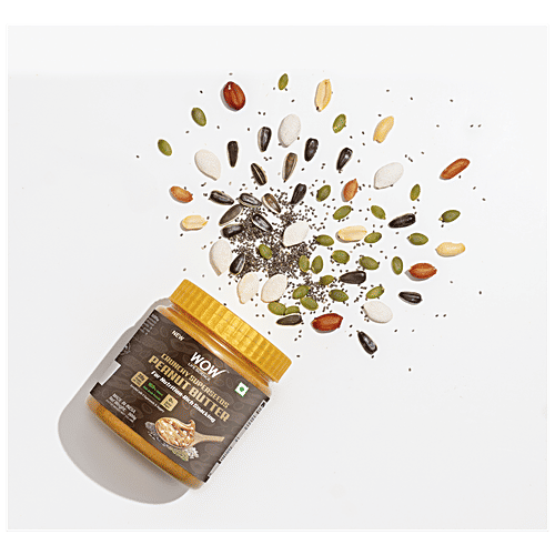 WOW Life Science  Crunchy Super Seeds Peanut Butter - Natural, Rich In Protein, No Added Sugar, 500 g  