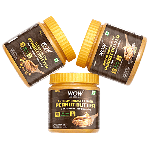 WOW Life Science  Crunchy Super Seeds Peanut Butter - Natural, Rich In Protein, No Added Sugar, 500 g  