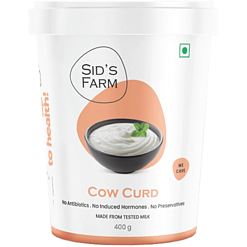 Sids Farm Cow Curd - Pure, No Hormones, Rich In Calcium & Protein, 400 g Cup 