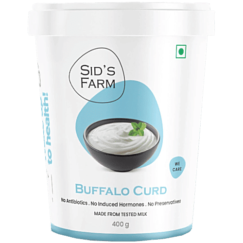 Sids Farm Buffalo Curd - Pure, No Hormones, Rich In Calcium & Protein, 400 g
