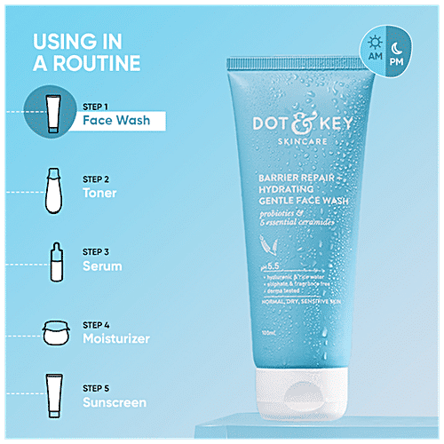 Buy Dot & Key Barrier Repair + Hydrating Gentle Face Wash pH 5.5, For Normal To Dry Skin