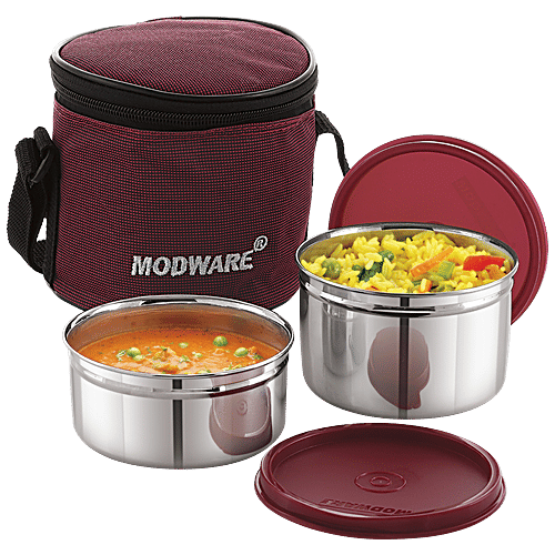 Buy Modware Exclusive Stainless Steel Tiffin Lunch Box Mahroon Online
