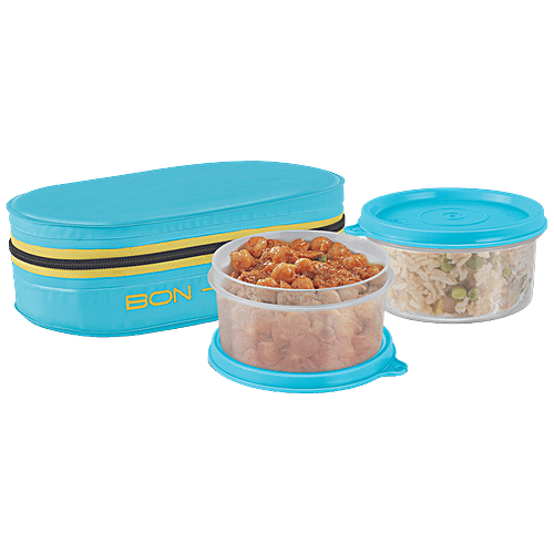 Milton New Bon Bon Lunch Box With 2 Leak-Proof Containers - Cyan, 280 ml (Set of 2) 
