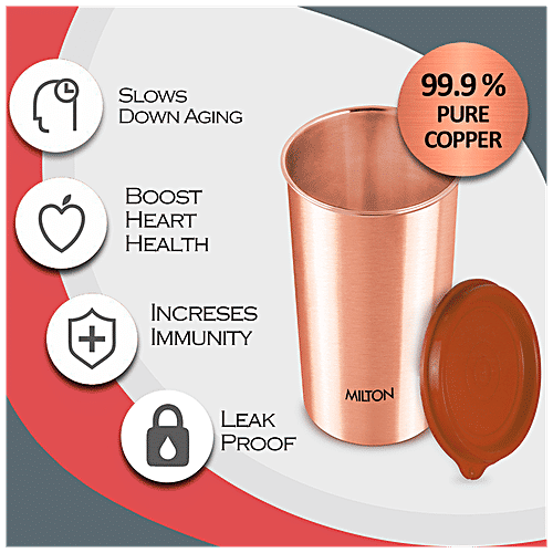 Buy Milton Copper Drinking Water Tumbler With Lid 99.9 Pure Copper