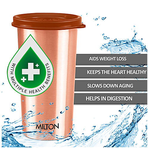 Buy Milton Copper Drinking Water Tumbler With Lid 99.9 Pure Copper