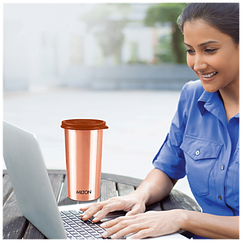 Milton Copper Drinking Water Tumbler With Lid - 99.9% Pure Copper, Increases Immunity, 480 ml (1 pc)