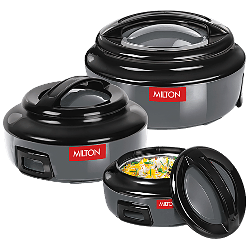 Milton Ernesto Inner Stainless Steel Jr. Casserole - Microwave Safe, BPA Free, Grey, 3 pcs