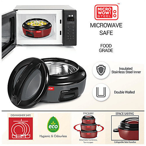 Milton Ernesto Inner Stainless Steel Jr. Casserole - Microwave Safe, BPA Free, Grey, 3 pcs