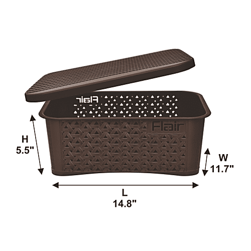 Buy Flair Plastics Utility Basket With Lid, Durable, Medium, Brown Online at Best Price of Rs