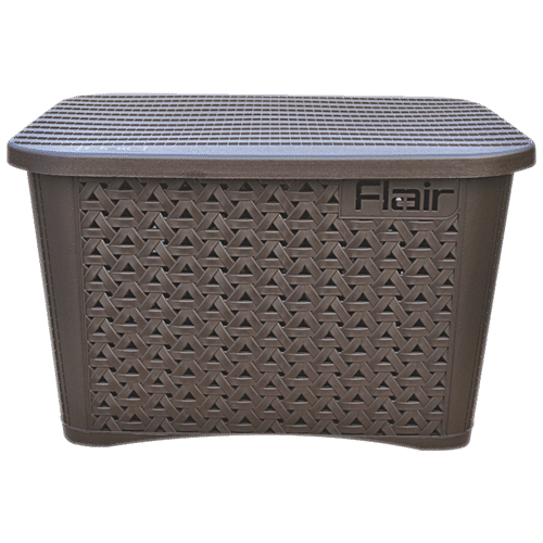 Buy Flair Plastics Utility Basket With Lid, Durable, Large, Brown Online at Best Price of Rs
