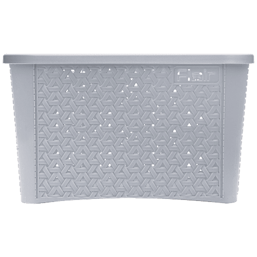 Buy Flair Plastics Utility Basket With Lid, Durable, Large, Grey Online at Best Price of Rs
