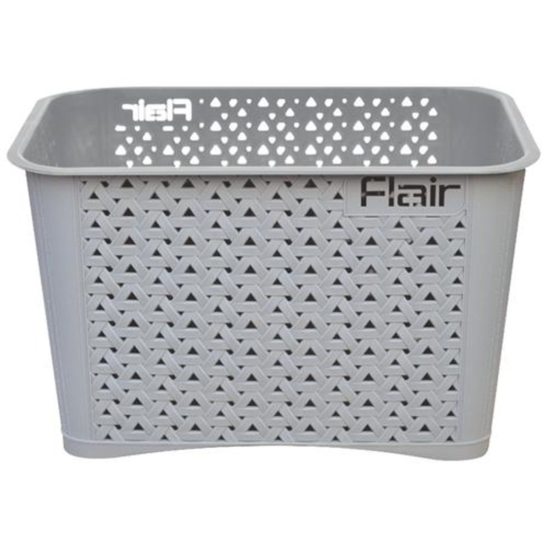Flair Plastics Utility Basket - Without Lid, Durable, Large, Grey, 1 pc 