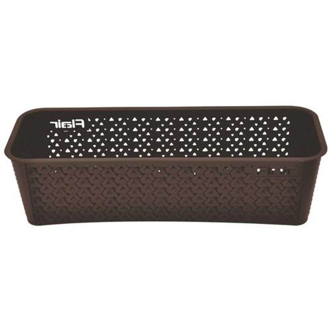 Flair Plastics Ultrahome Rectangle Basket - Without Partition, Durable, Brown, 1 pc 