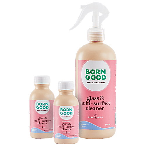 Born Good Concentrated Glass & Multi-Surface Cleaner - Non-Toxic, Instant Sparkling Results, 50 ml (Set of 2) 