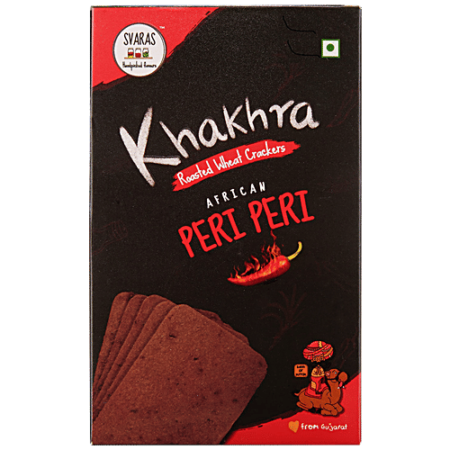 Svaras African Peri Peri Khakhra - Roasted Wheat Crackers, Crispy & Roasted, 50 g Box