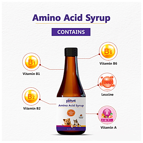 Buy Petvit Amino Acid Syrup For Dogs & Cats, All Ages, Chicken Flavour Online at Best Price of