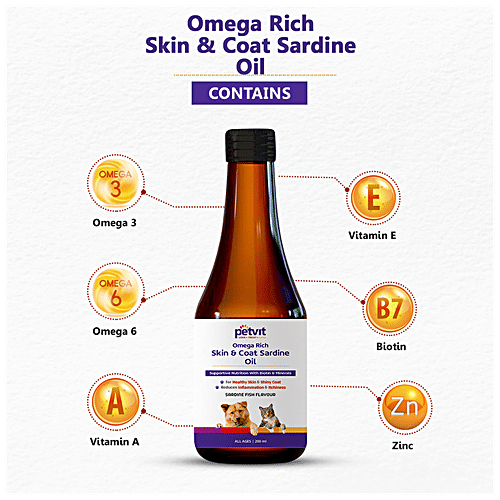 Buy Petvit Omega Rich Skin & Coat Sardine Oil For Dogs & Cats, All