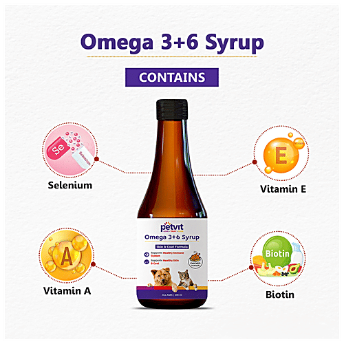 Buy Petvit Omega 3 + 6 Syrup Skin & Coat Formula, For Dogs & Cats