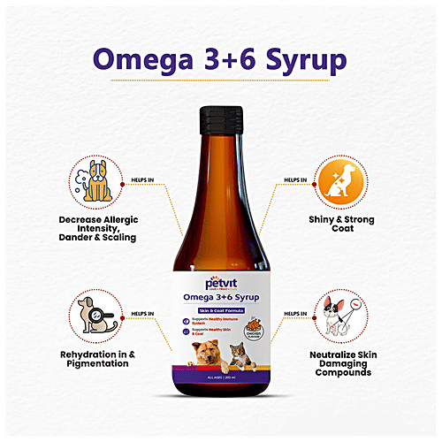 Buy Petvit Omega 3 + 6 Syrup Skin & Coat Formula, For Dogs & Cats