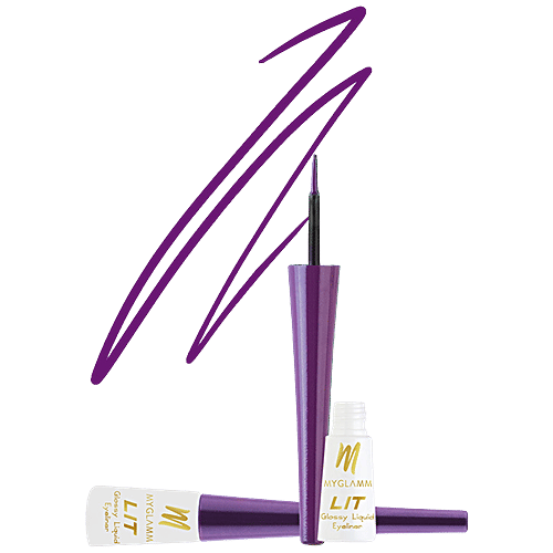 MyGlamm LIT Glossy Liquid Eyeliner - Lightweight, Water Proof & Smudge Proof, 3.5 ml Purple Farewell 
