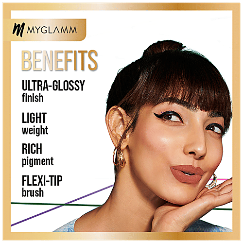 MyGlamm LIT Glossy Liquid Eyeliner - Lightweight, Water Proof & Smudge Proof, 3.5 ml Purple Farewell 