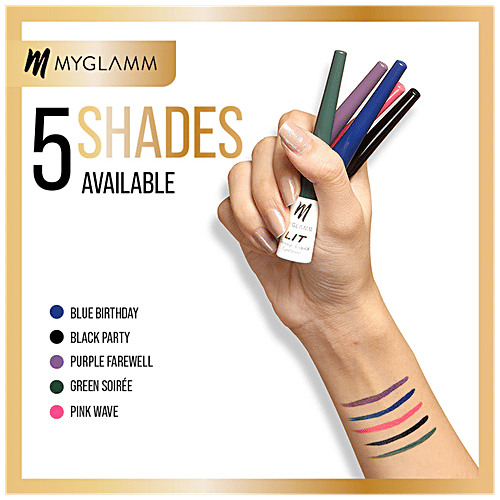 MyGlamm LIT Glossy Liquid Eyeliner - Lightweight, Water Proof & Smudge Proof, 3.5 ml Purple Farewell 