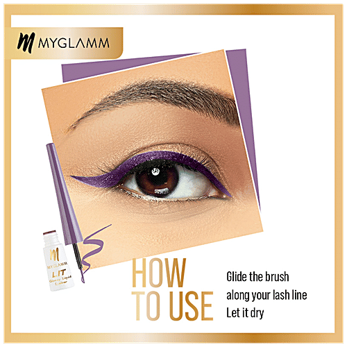 MyGlamm LIT Glossy Liquid Eyeliner - Lightweight, Water Proof & Smudge Proof, 3.5 ml Purple Farewell 