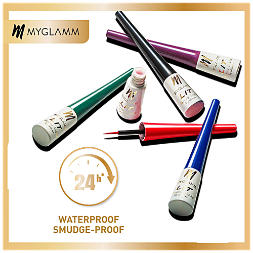 MyGlamm LIT Glossy Liquid Eyeliner - Lightweight, Water Proof & Smudge Proof, 3.5 ml Purple Farewell 