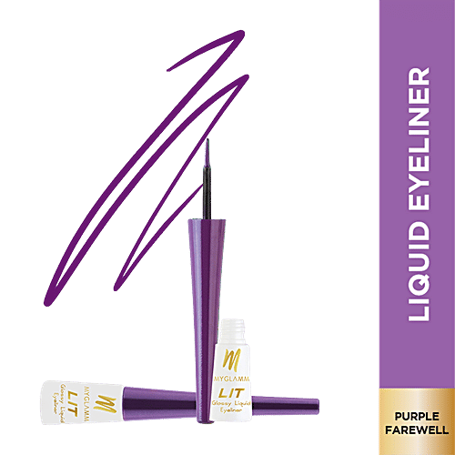 MyGlamm LIT Glossy Liquid Eyeliner - Lightweight, Water Proof & Smudge Proof, 3.5 ml Purple Farewell 