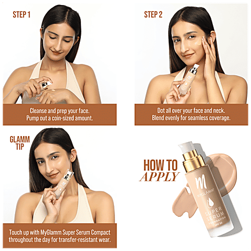 MyGlamm Super Serum Foundation - SPF 30, Matte Finish, For All Skin Types, 33 g 102N Lightful 