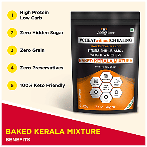 Kilobeaters Baked Kerala Mixture - Diabetics Friendly, Low Carb, High Protein, 400 g  