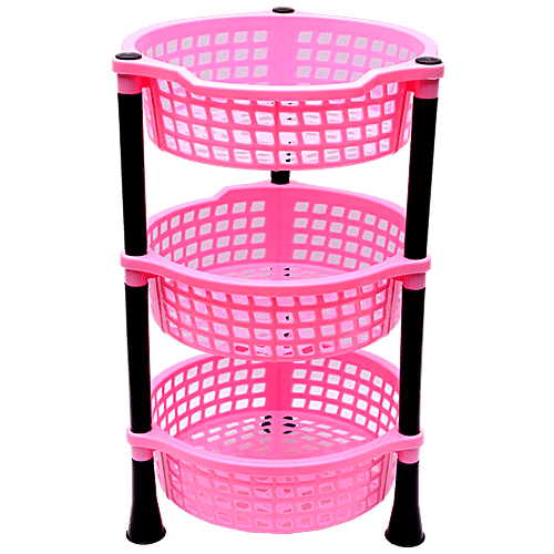 Buy Lapaz Rack Kitchen Stand 3 Tier, Round, Pink, Multipurpose Use