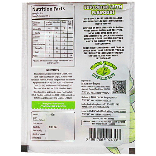 Krocc Treats Mango Marshmallows - Perfect Sweet Treat, Soft, Fluffy, 100 g  