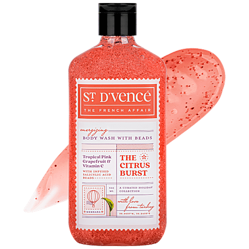 ST. Dvence The Citrus Burst Body Wash With Beads - Controls Body & Back Acne, Paraben Free, 300 ml  