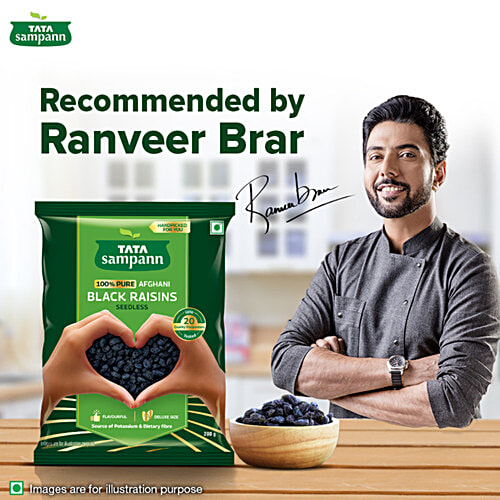 Tata Sampann Afghani Black Raisins/Kali Kishmish - Seedless, 200 g  Deluxe Size, Potassium & Dietary Fibre, Flavourful & Delicious