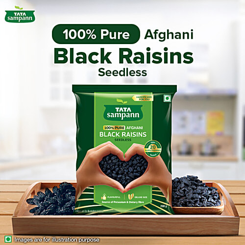 Tata Sampann Afghani Black Raisins/Kali Kishmish - Seedless, 200 g  Deluxe Size, Potassium & Dietary Fibre, Flavourful & Delicious