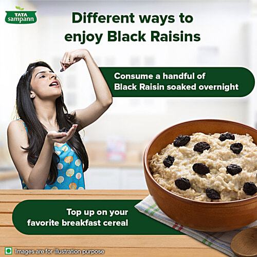 Tata Sampann Afghani Black Raisins/Kali Kishmish - Seedless, 200 g  Deluxe Size, Potassium & Dietary Fibre, Flavourful & Delicious