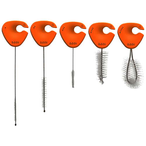 Bbox 5 In 1 Cleaning Brush Set - Orange, High Quality PP Material, Clip-in Handle, 1 pc  