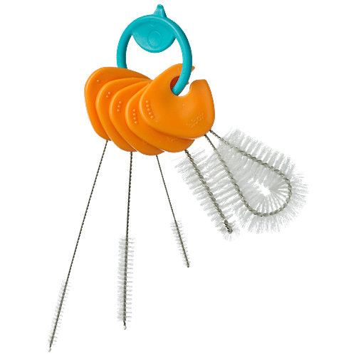 Bbox 5 In 1 Cleaning Brush Set - Orange, High Quality PP Material, Clip-in Handle, 1 pc  