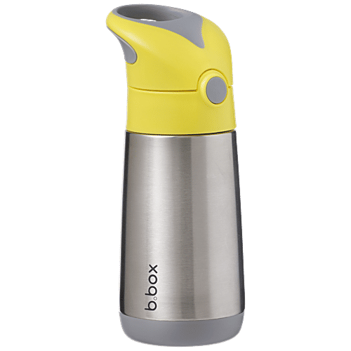 Bbox Insulated Straw Sipper Drink Water Bottle - Lemon Sherbet Yellow & Grey, 350 ml  