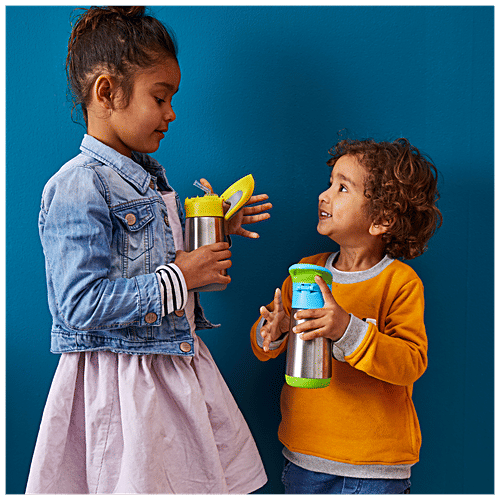 Bbox Insulated Straw Sipper Drink Water Bottle - Lemon Sherbet Yellow & Grey, 350 ml  