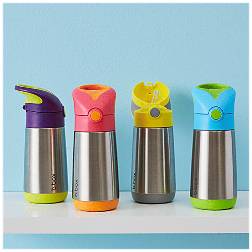 Bbox Insulated Straw Sipper Drink Water Bottle - Lemon Sherbet Yellow & Grey, 350 ml  