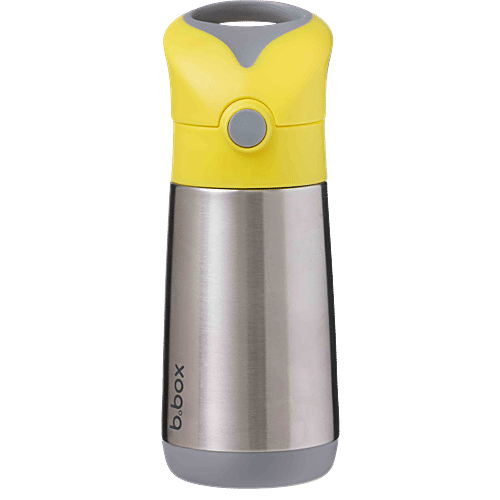 Bbox Insulated Straw Sipper Drink Water Bottle - Lemon Sherbet Yellow & Grey, 350 ml  
