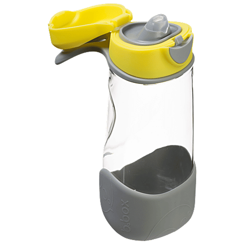 Bbox Sport Spout Drink Bottle - Lemon Sherbet Yellow Grey, Tritan, Prevents Spills, 450 ml  