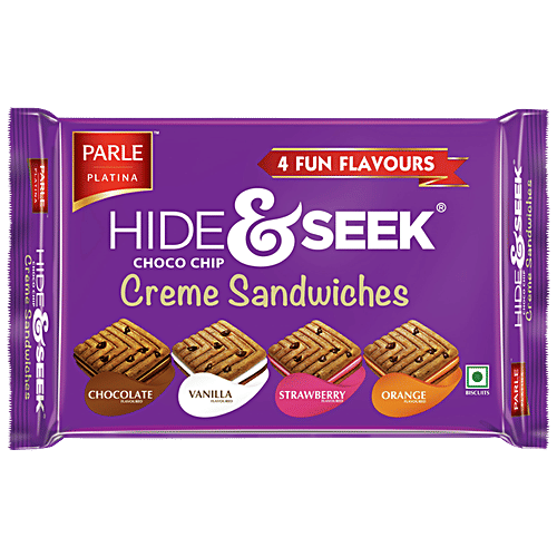 Parle Platina Hide & Seek Choco Chip Creme Sandwiches - Assorted Flavours, 400 g  