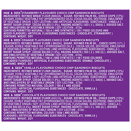 Parle Platina Hide & Seek Choco Chip Creme Sandwiches - Assorted Flavours, 400 g  