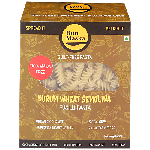 Bun Maska Durum Wheat Semolina Fusilli Pasta - Low In Calories, 500 g  