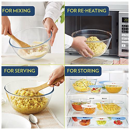 Buy Borosil Glass Mixing & Serving Bowl Oven & Microwave Proof, ScratchResistant, Clear