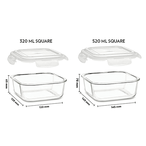 Buy Borosil KlipNStore Glass Storage Containers With Airtight Lids