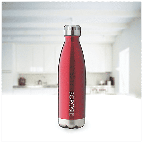 Borosil Flask - Stainless Steel, Vacuum Insulated, Red, Hydra Bolt, 1 L (1 pc) 